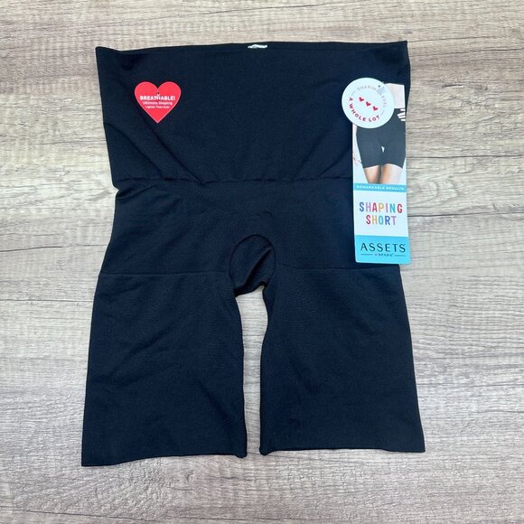 Assets By Spanx Shaping Shorts Womens Size L Black Remarkable Results NWT - Picture 1 of 6